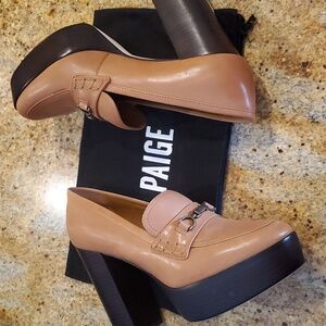 PAIGE Masha Bit Leather Loafer Pump Cognac Size 9.5